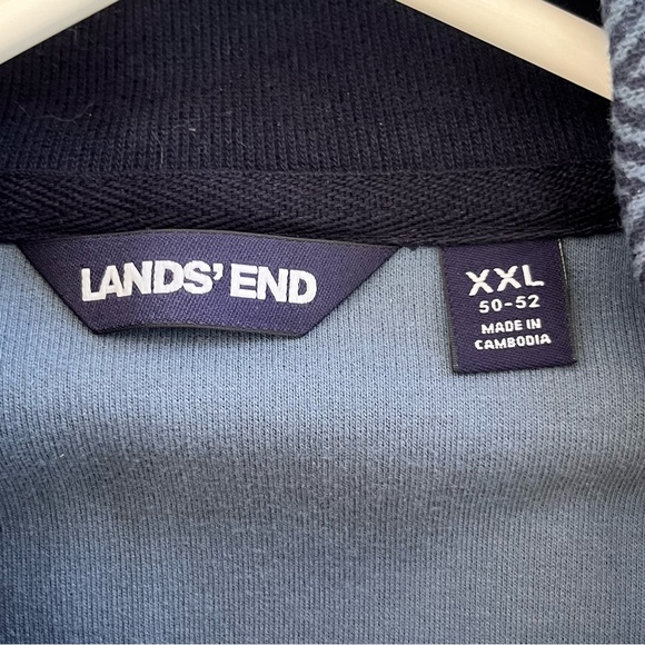 Lands’ End Men’s Size XXL 59-52 Herringbone 1/4 Zip Pullover Sweater Blue/Navy - Picture 2 of 9
